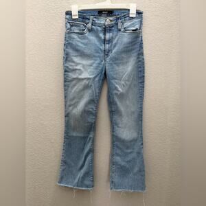 Hudson Barbara Bootcut Light Blue Stretch Denim Jeans Raw Hem Pockets Women 27